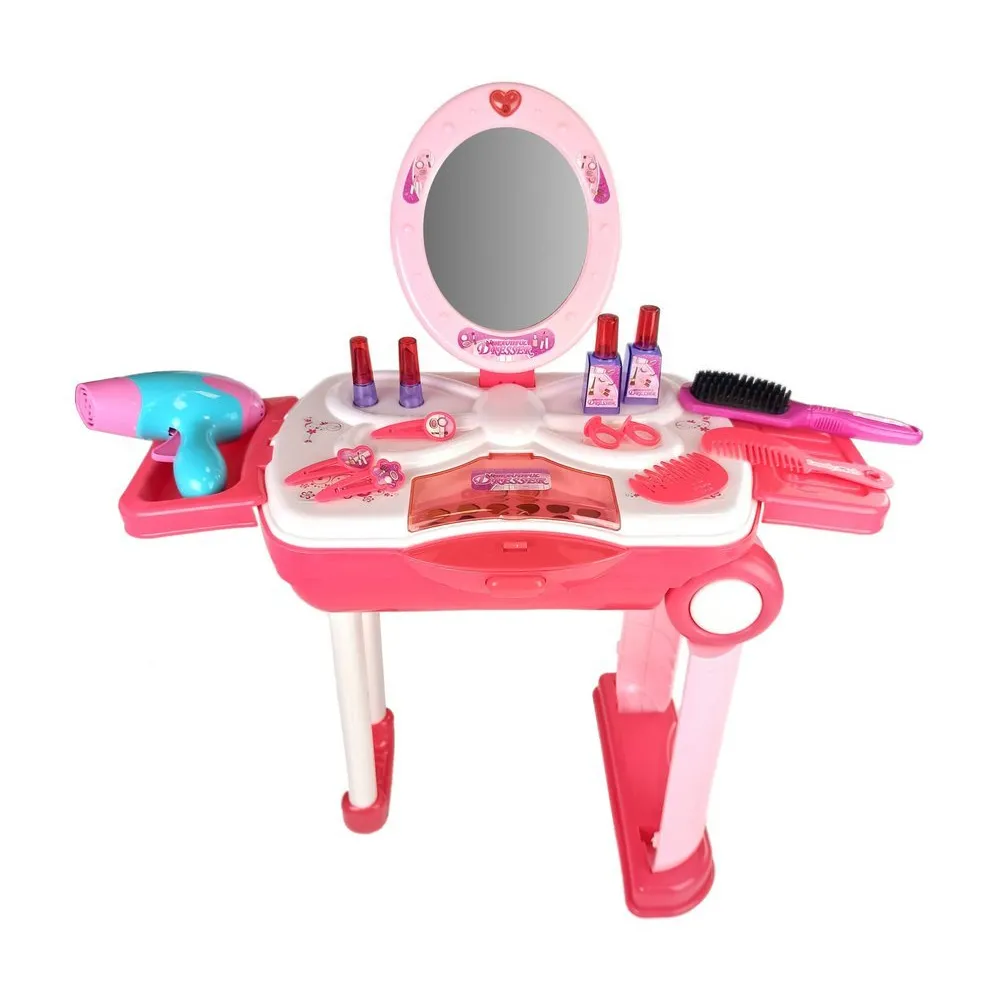 Walizka z kółkami i toaletką 3 w 1 dla dziewczynek do zabawy