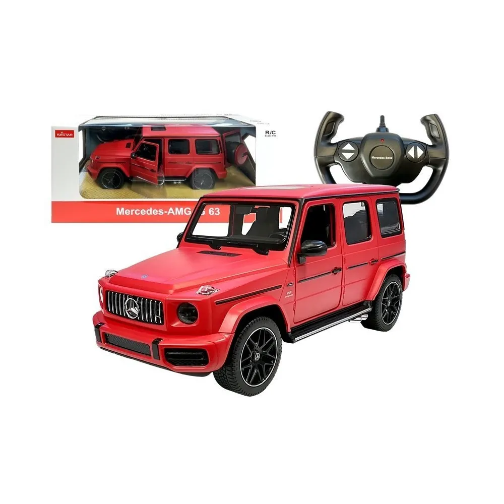 Czerwony Mercedes G63 Rastar R/C w skali 1:14 widok z boku