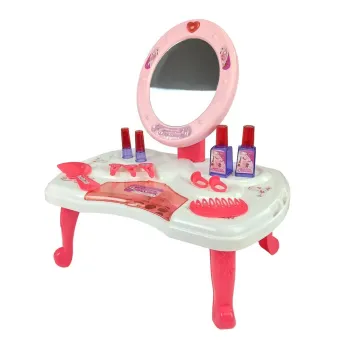 Zestaw piękności dla dzieci z lusterkiem i lampką serce