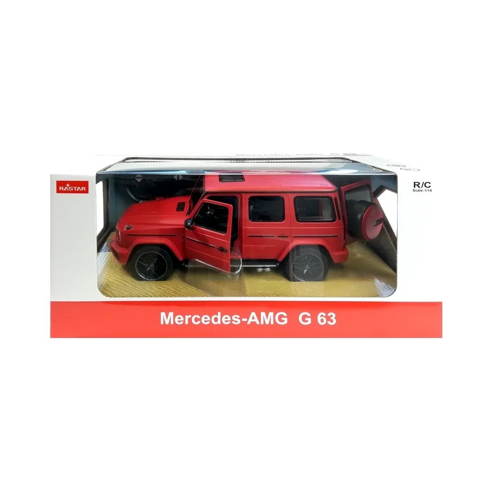 Mercedes G63 Rastar R/C w dynamicznej pozie na tle neutralnego podłoża