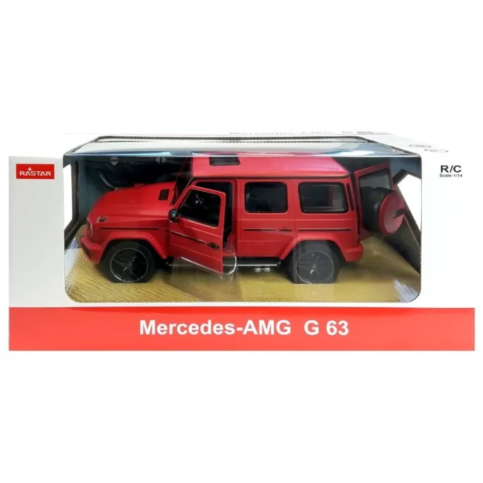 Mercedes G63 Rastar R/C w dynamicznej pozie na tle neutralnego podłoża