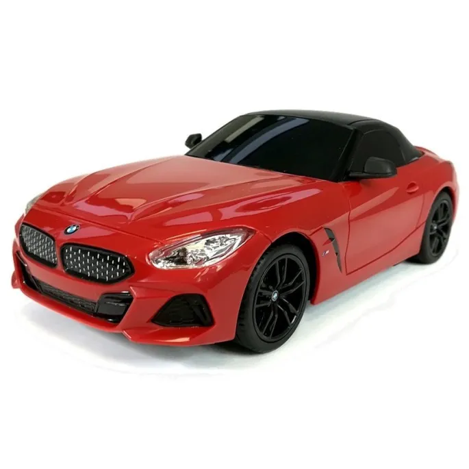 Czerwony samochód R/C BMW Z4 Roadster w skali 1:24 na tle białym