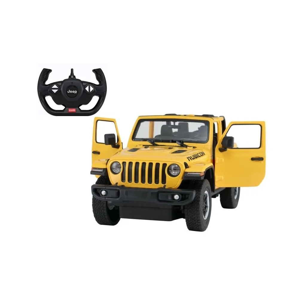 Zdalnie sterowany Jeep Wrangler Rubicon R/C w energicznym żółtym kolorze