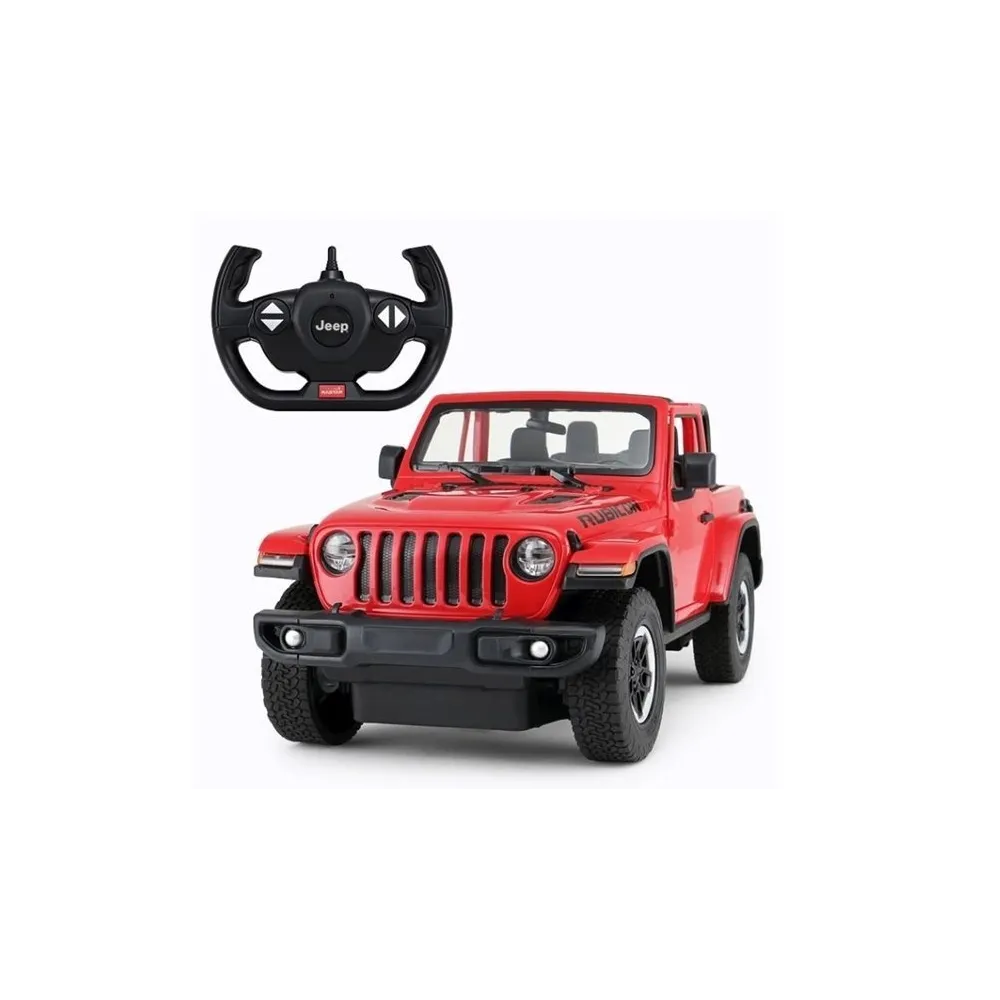 Czerwony zdalnie sterowany Jeep Wrangler Rubicon Rastar w skali 1:14
