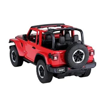 Auto R/C Jeep Wrangler Rubicon z boku na tle terenu