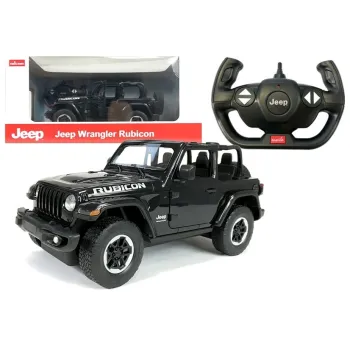 Czarny Jeep Wrangler Rubicon R/C w skali 1:14 marki Rastar w plenerze