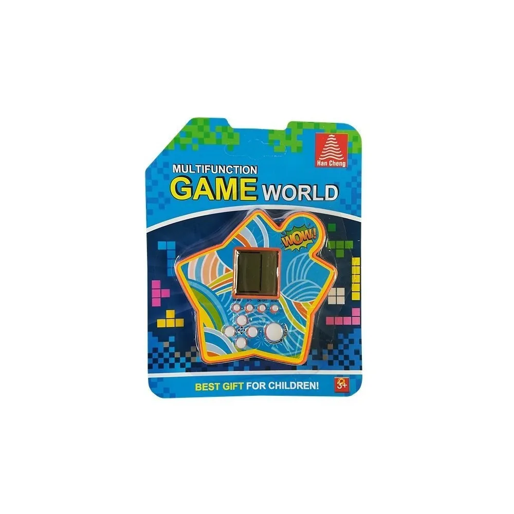 Pomarańczowa gra Tetris w kształcie gwiazdy na białym tle