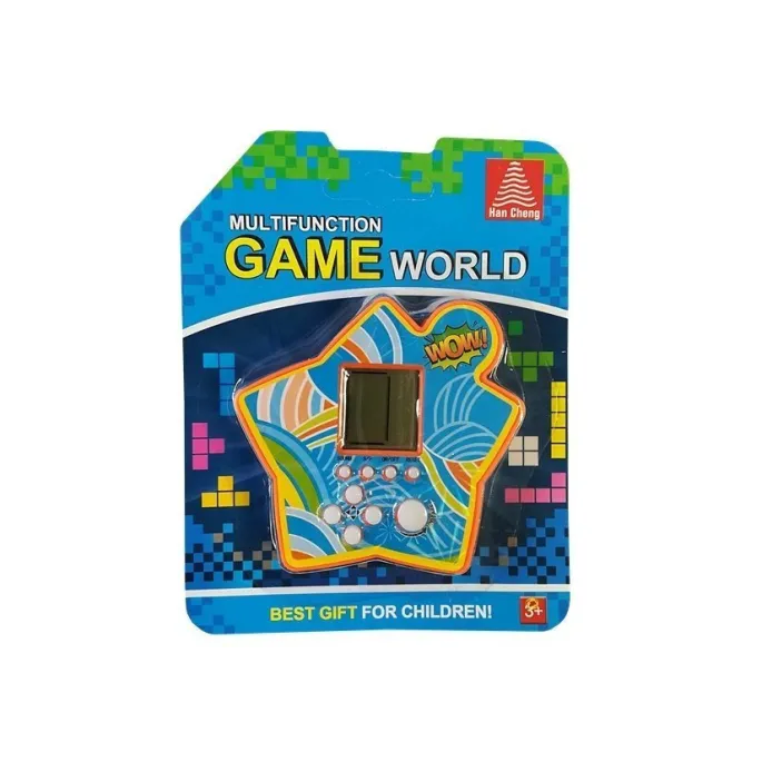 Pomarańczowa gra Tetris w kształcie gwiazdy na białym tle