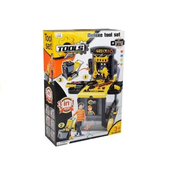 Stolik warsztatowy z akcesoriami dla małych konstruktorów