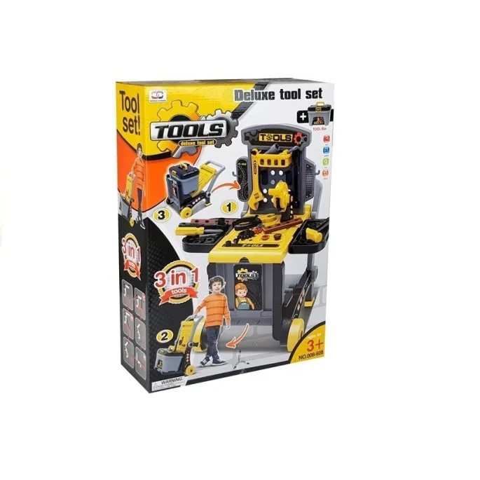 Stolik warsztatowy z akcesoriami dla małych konstruktorów