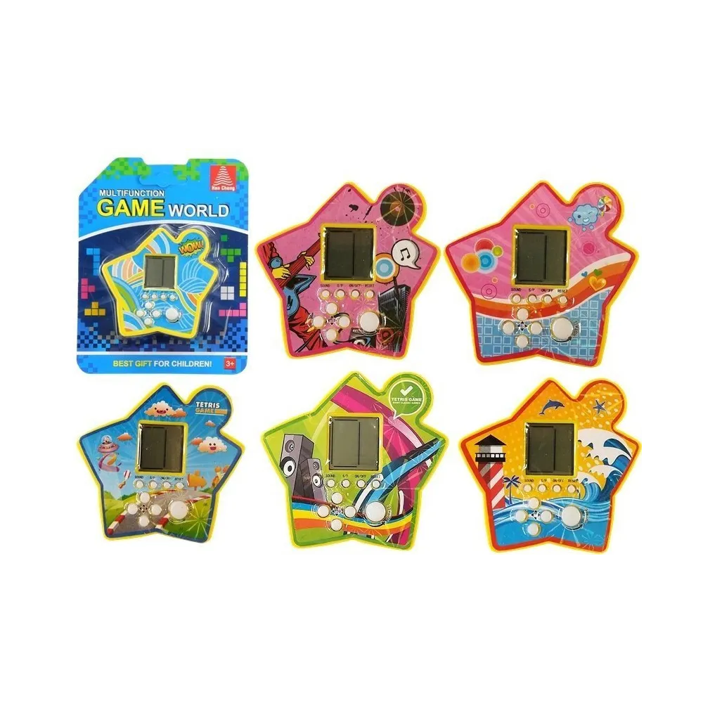 Kieszonkowa gra elektroniczna Tetris w kształcie żółtej gwiazdy