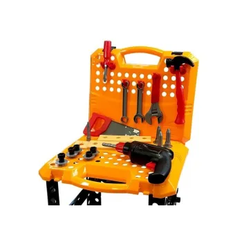 Kompletny zestaw dla dzieci z wiertarką, młotkiem i śrubokrętem