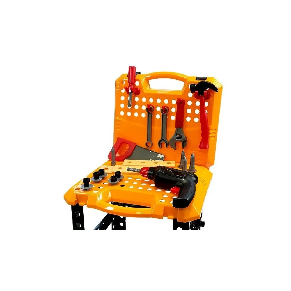 Kompletny zestaw dla dzieci z wiertarką, młotkiem i śrubokrętem