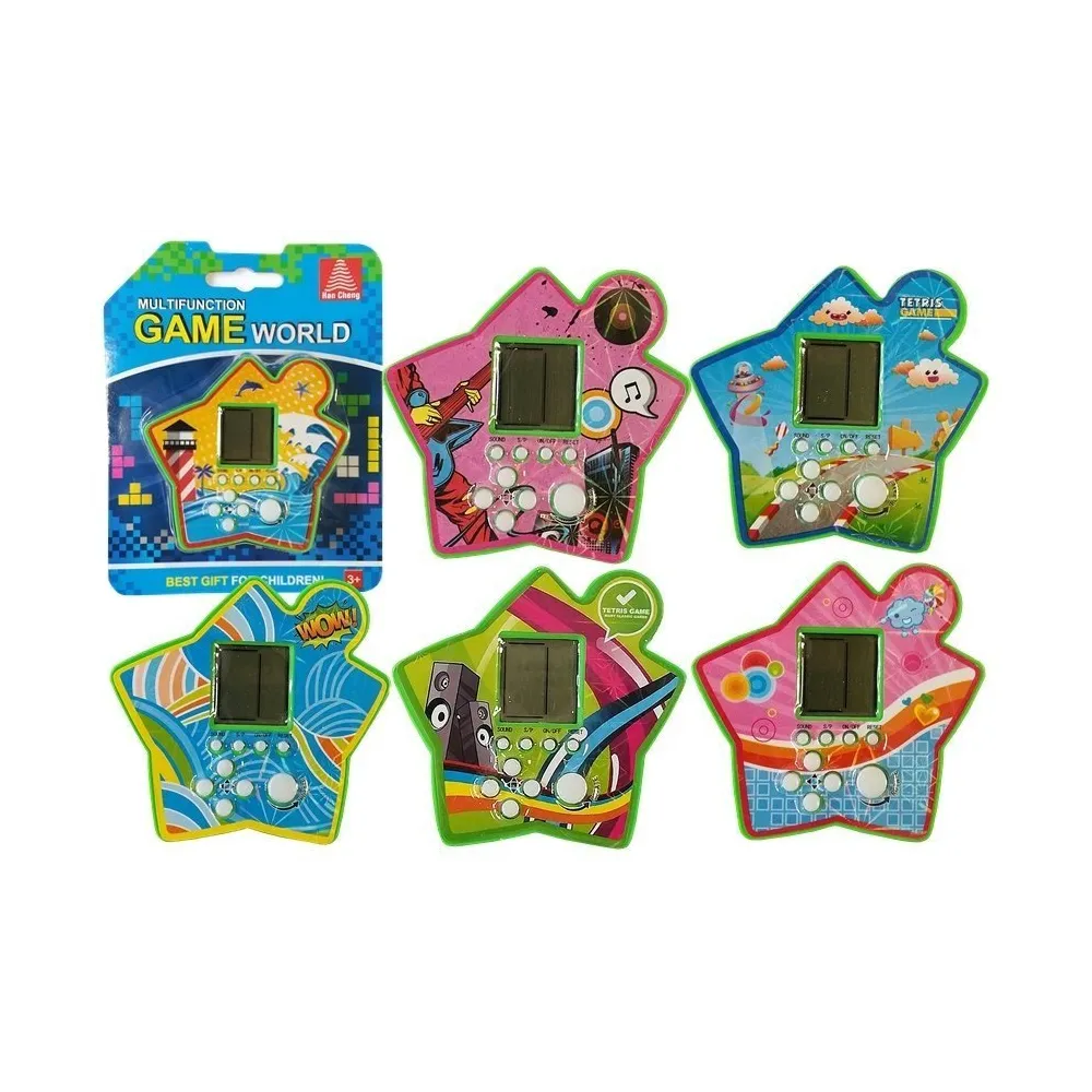 Kieszonkowa gra Tetris w zielonej gwiazdkowej obudowie dla dzieci i dorosłych
