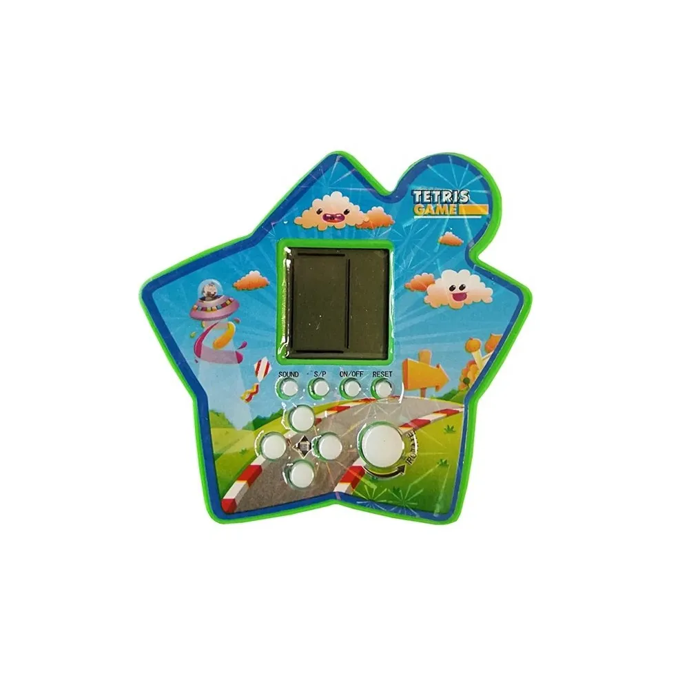Mała gra Tetris w zielonej obudowie, idealna na podróż i do szkoły