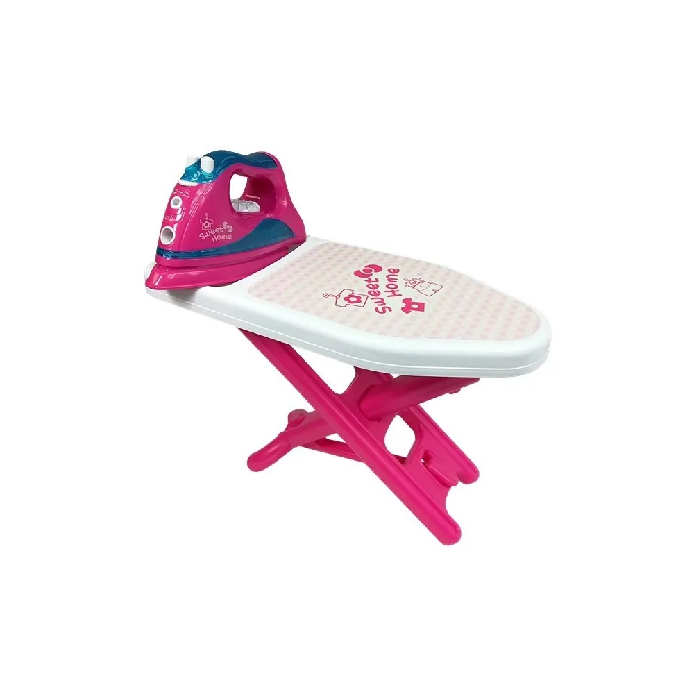 Zestaw do prasowania z deską, żelazkiem oraz kolorowymi wieszakami