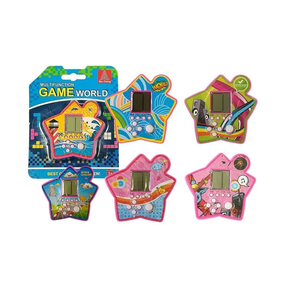 kieszonkowa gra elektroniczna Tetris w różowej obudowie gwiazdki