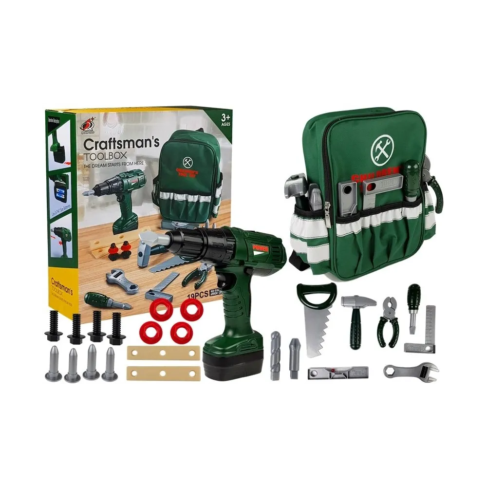 Plecak Majsterkowicza z narzędziami dla dzieci z wiertarką na baterie