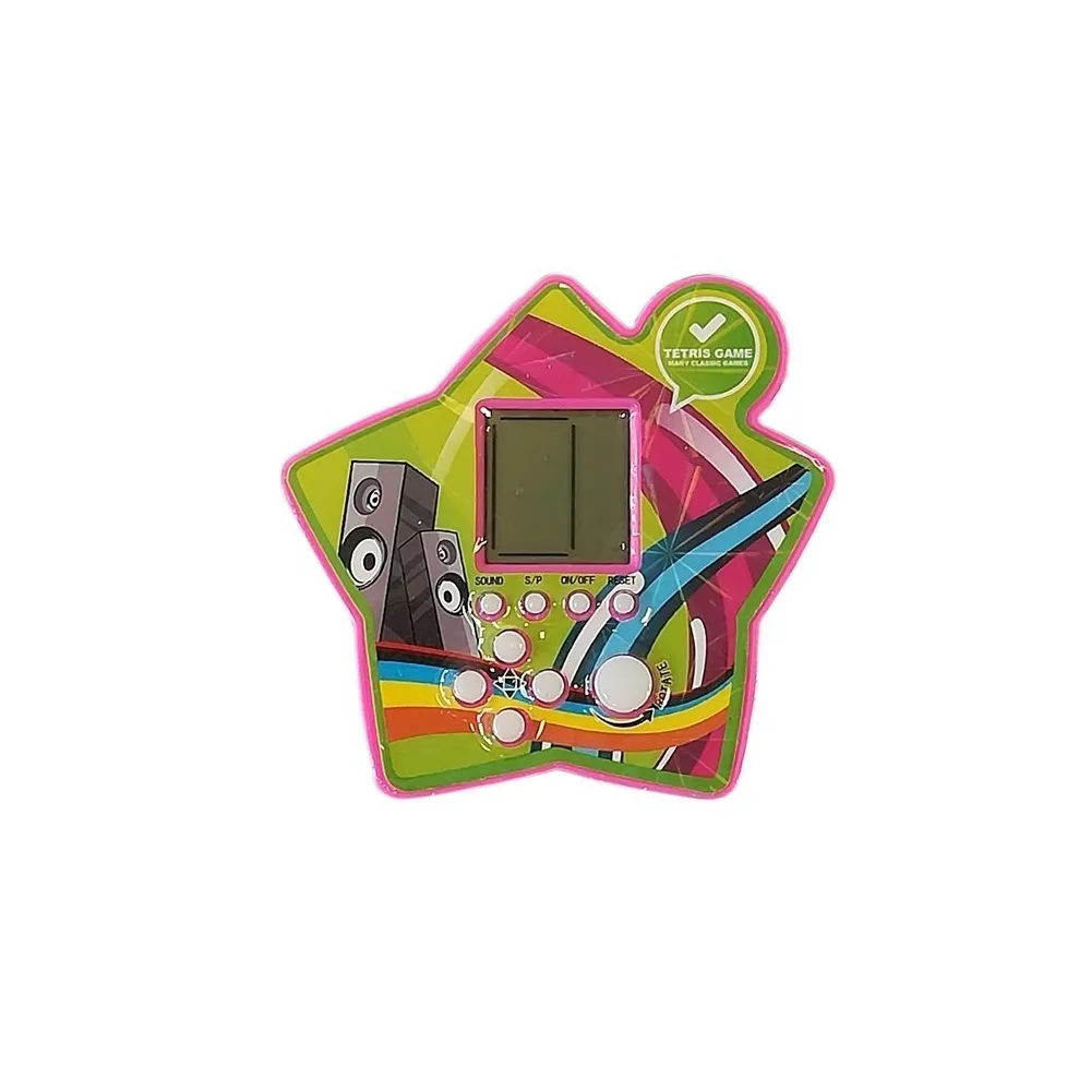 intensywnie różowa obudowa gry elektronicznej tetris na dłoni