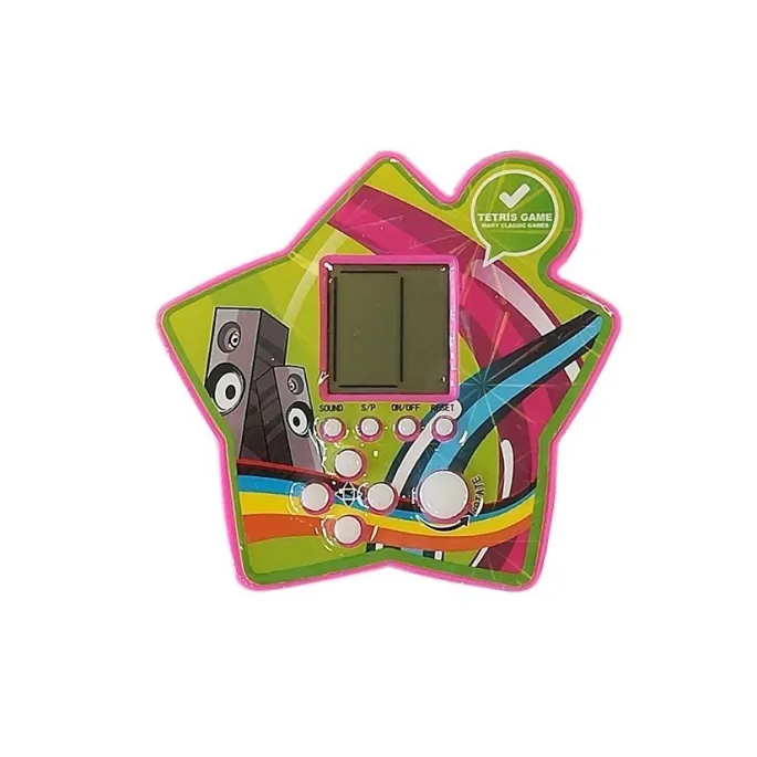 intensywnie różowa obudowa gry elektronicznej tetris na dłoni