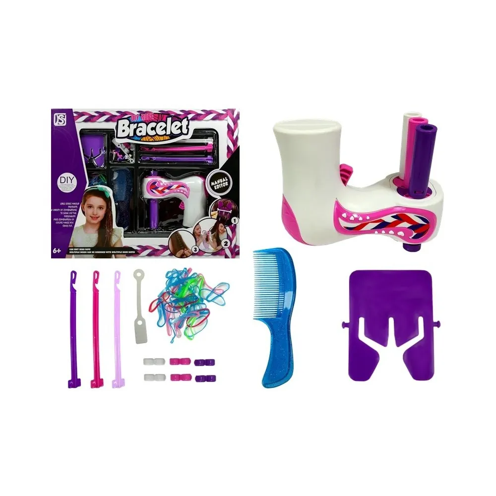 Zestaw do zaplatania warkoczy z automatyczną zaplatarką i kolorowymi koralikami