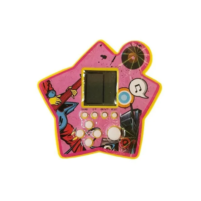 Wyświetlacz gry Tetris z białymi przyciskami w żółtej obudowie