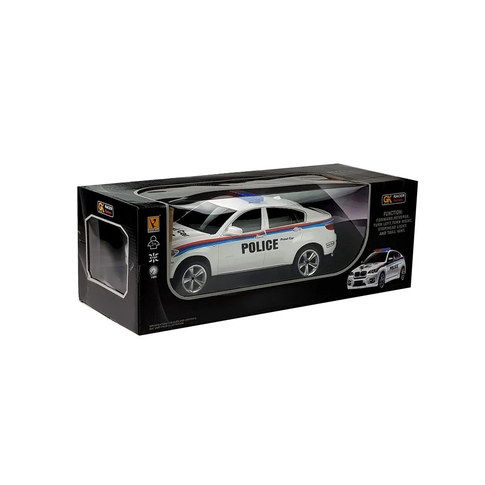 Biały radiowóz zdalnie sterowany idealny na prezent dla małego fana motoryzacji