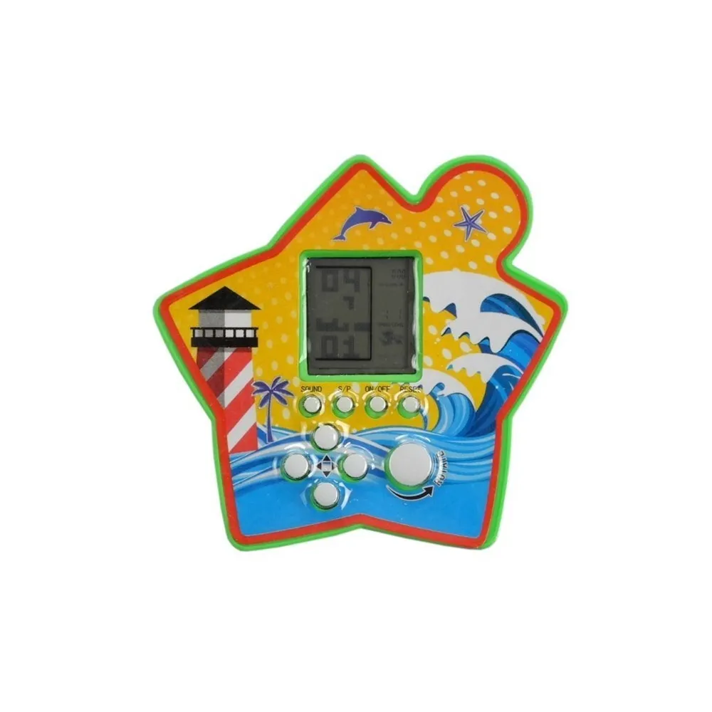 przenośna gra elektroniczna tetris z białymi przyciskami