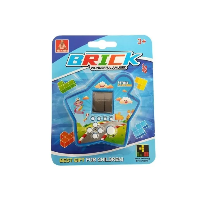 Niebieska gra typu Tetris w kompaktowej obudowie gwiazdy