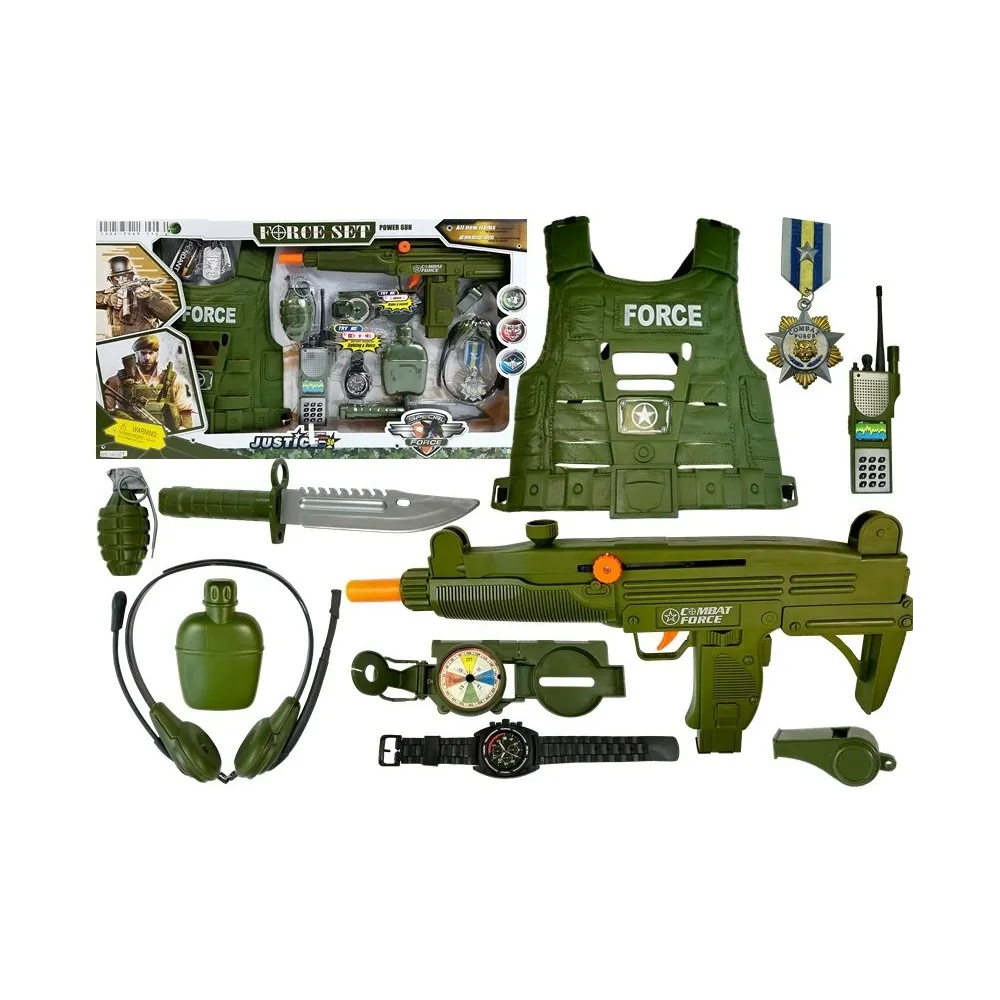 Zestaw wojskowy dla dzieci komplet z pistoletem i akcesoriami