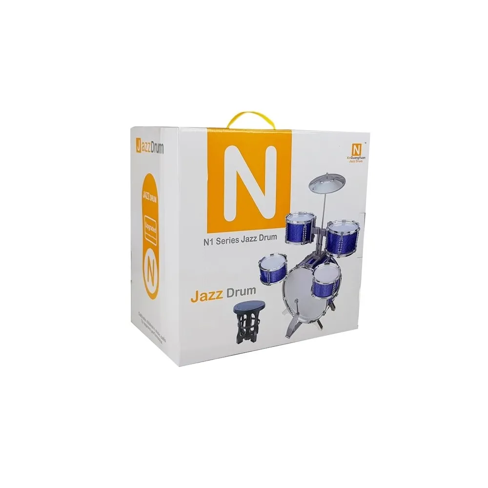 Duża dziecięca perkusja z siedziskiem, bębnami i talerzem