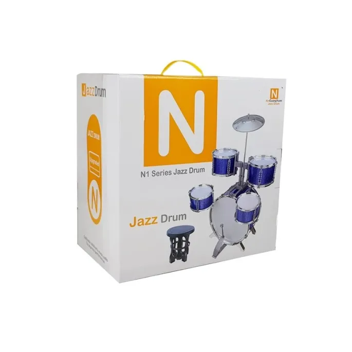 Duża dziecięca perkusja z siedziskiem, bębnami i talerzem