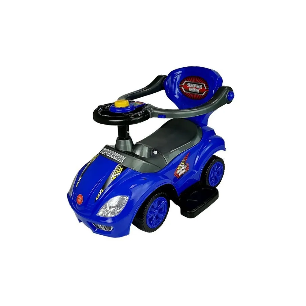 Wytrzymały jeździk z barierkami ochronnymi i podnóżkiem