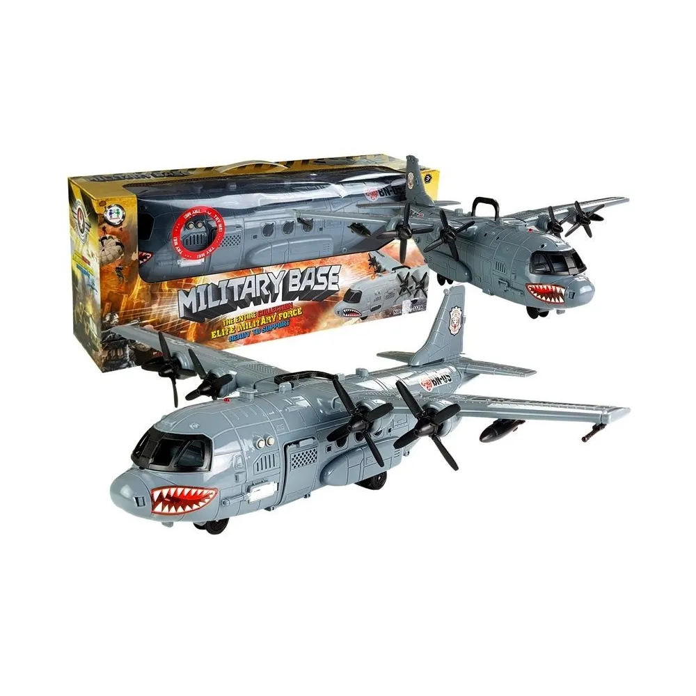 Wojskowy samolot zabawkowy z efektami dźwiękowymi i świetlnymi