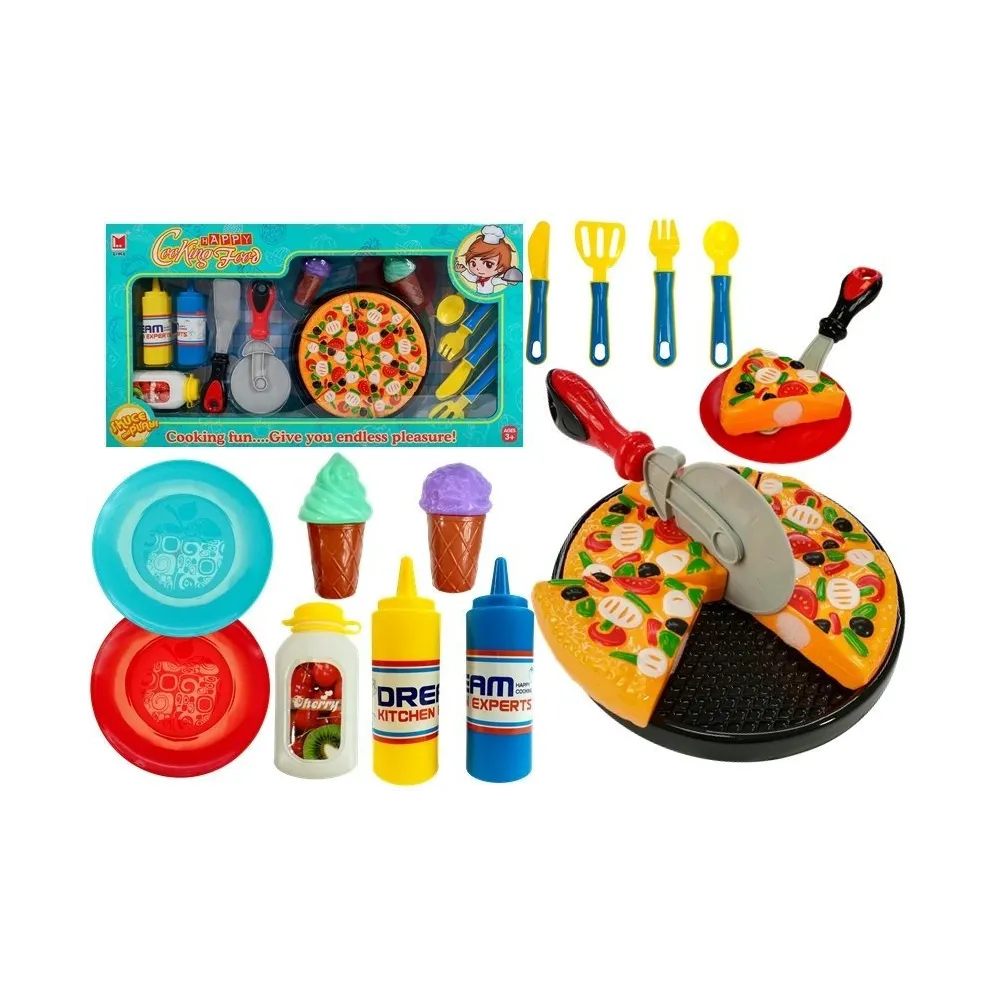 Zabawka zestaw fast food pizza i lody z 20 elementami dla dzieci