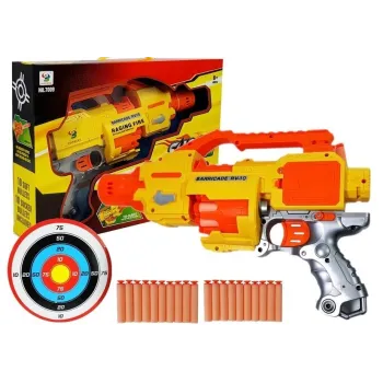 Pistolet na piankowe strzałki z tarczą i zestawem nabojów dla dzieci
