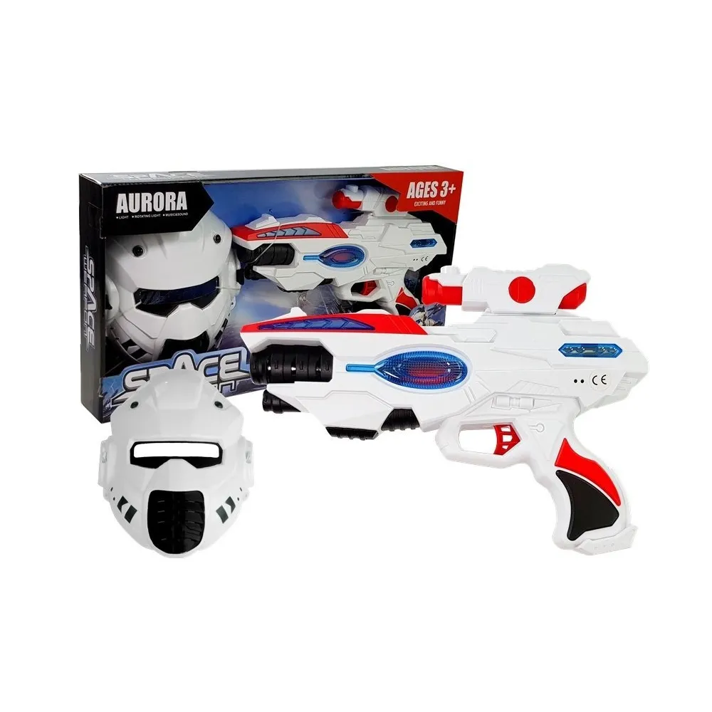Kosmiczny pistolet laserowy dla dzieci z maską i efektami świetlnymi