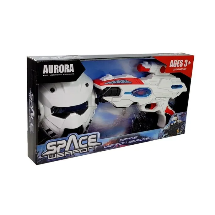 Zabawka pistolet laserowy z maską dla dzieci, nowoczesny design i efekty dźwiękowe