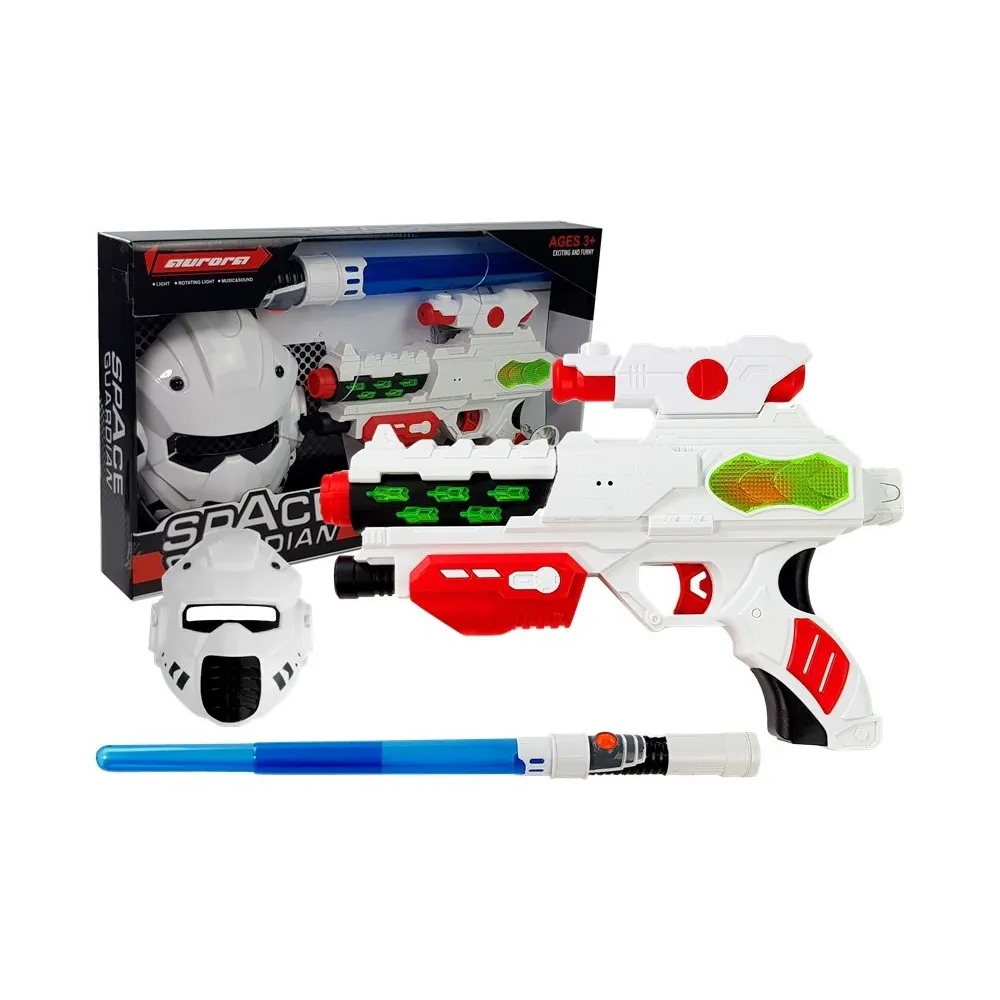 Zestaw kosmicznego pistoletu laserowego z maską dla dzieci w opakowaniu