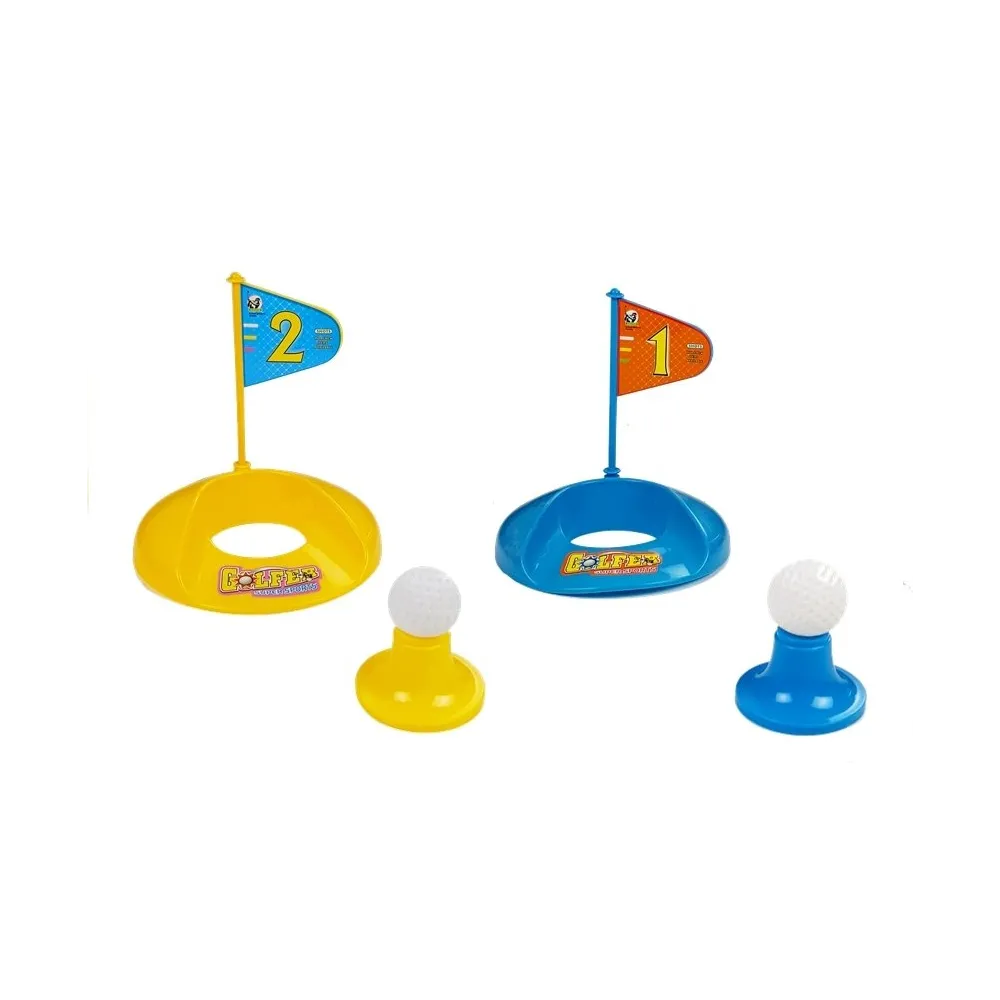 Elementy zestawu golfowego dla dzieci na białym tle