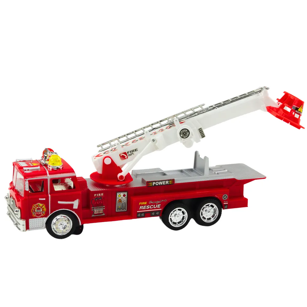 Wóz strażacki z obrotową drabiną i światłami na baterie 30 cm