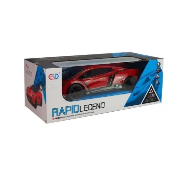 Zbliżenie na detale czerwonego auta R/C - koła i nadwozie