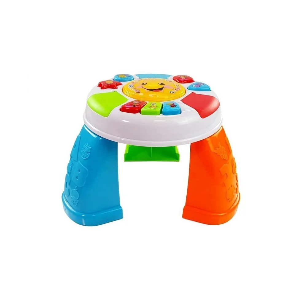 Zbliżenie na przyciski i mini pianinko edukacyjnego stoliczka dla malucha