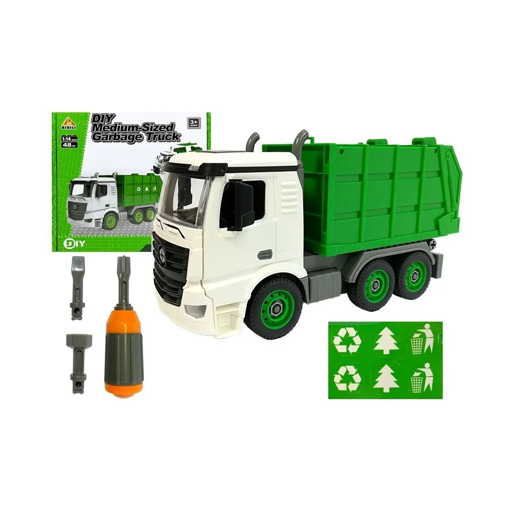 Śmieciarka z klocków do samodzielnego montażu w skali 1:14