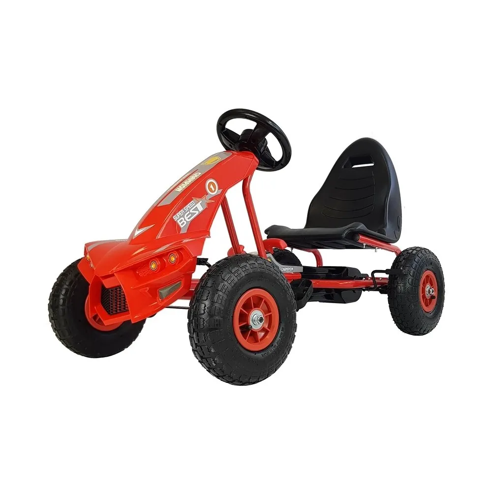 Widok gokarta A-18 czerwonego na szerokich kołach