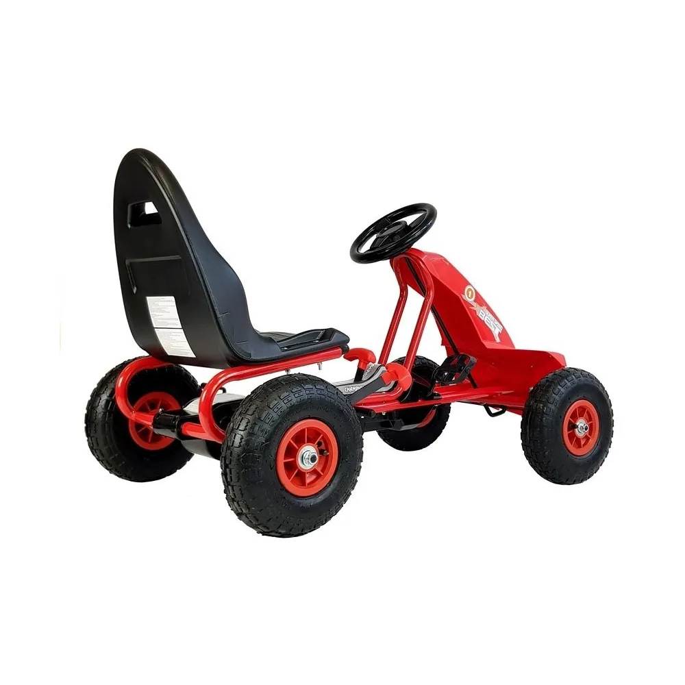 Solidny gokart na pedały z hamulcem, kolor czerwony