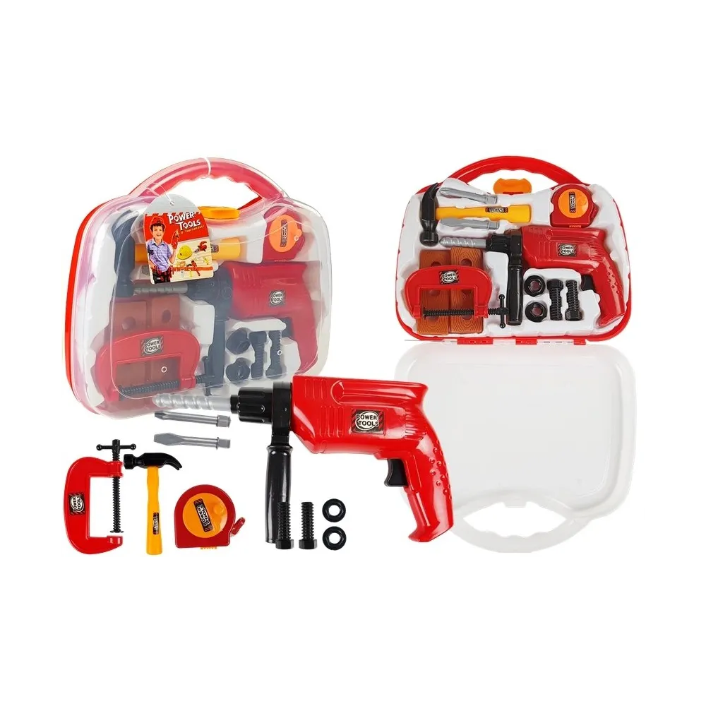 Zestaw narzędzi w walizce z wiertarką przeznaczony dla dzieci