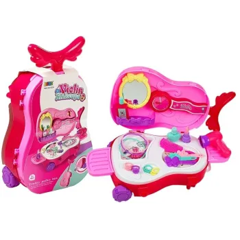 Toaletka w walizce na kółkach w kształcie skrzypiec dla dzieci