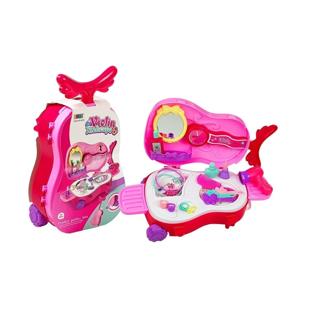 Toaletka w walizce na kółkach w kształcie skrzypiec dla dzieci