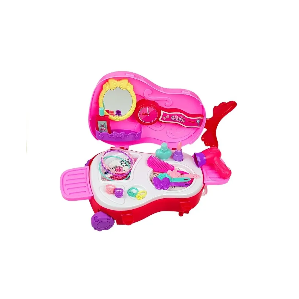 Zestaw akcesoriów kosmetycznych w walizce na kółkach dla dziewczynki